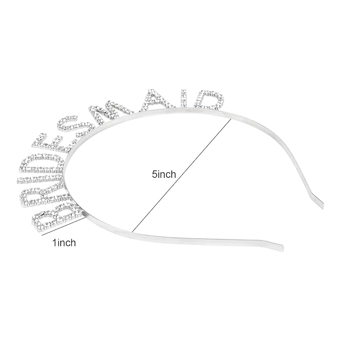 Silver Hairband for Bridesmaid, Bridesmaid Headband with Rhinestone, Bridal Shower, Bachelorette Party, Wedding Decorations, One Fits All Material, Reusable