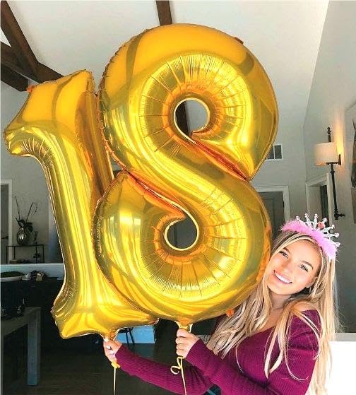 Helium Foil Gold Number 18 81 Balloon 40 Inch, Mylar Eight Numbers 18 81 Birthday Balloons, Gold 18 81 Women Men Anniversary Graduations Party Supplies