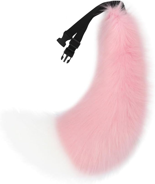 Adolala Faux Fur Wolf Fox Tail with Adjustable Elastic Belt Halloween Cosplay Costume Accessory