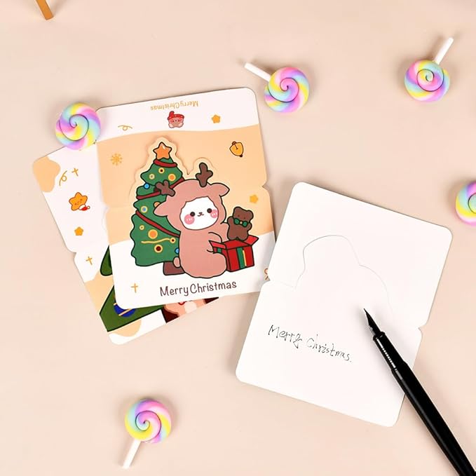 Christmas Gift Card Boxes Holder with Bows and To From Tags Greeting Card, Holiday Unique Gift Card Decorative Wrapped Card Boxes for Xmas Holiday Birthday Wedding Party Favors
