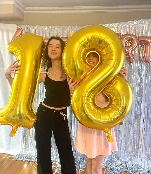 Helium Foil Gold Number 18 81 Balloon 40 Inch, Mylar Eight Numbers 18 81 Birthday Balloons, Gold 18 81 Women Men Anniversary Graduations Party Supplies