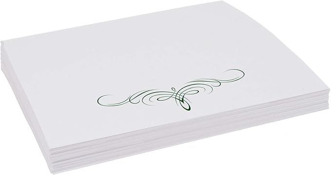 Decadent Flourish Place Cards, Hunter Green (Choose Color), Set of 25, Pre-cut and Scored - Wedding, Party, Dinner, and Special Events - Made in the USA