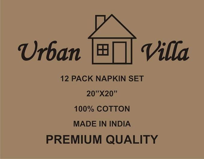 Urban Villa Cloth Napkins 100% Cotton Dinner Napkins Highly Absorbent 20x20 Inches (Set of 12) Multi Color Buffalo Checks Reusable Washable Soft Durable Premium Napkins Ideal for Home Wedding Parties