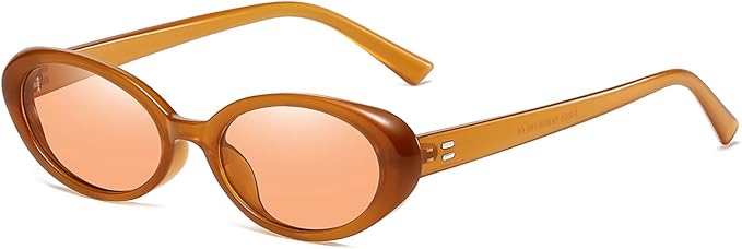 Retro Oval Sunglasses for Women Men Fashion Small Oval Sunglasses 90s Vintage Shades