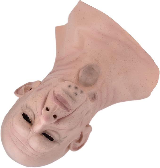 Realistic Bald Head Man Latex Human Face Funny Scary Halloween Costume Cosplay Props for Halloween Parties and Haunted Houses Suitable for Adults and Teens Over 14 Years Ol