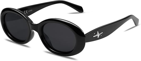 SOJOS Small Retro Oval Polarized Sunglasses for Women Men 90s Vintage UV400 Protection Tiny Sun Glasses SJ2286