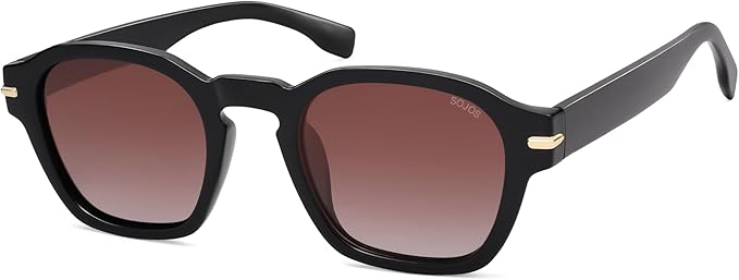 SOJOS Vintage Retro Square Polarized Sunglasses Men Standard Fit Trendy Womens Sun Glasses SJ2382