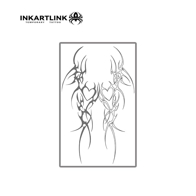INKARTLINK Semi-Permanent Tattoos, Creative Party Mysterious Totem Tattoo, Exquisite and Realistic Design, Interesting Tattoo Experience, Cruelty-free, Non-reflective, Waterproof (Entwined Hearts)