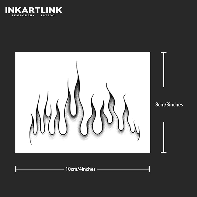 INKARTLINK Temporary Tattoos, 2 Sheets Medium Semi Permanent Tattoo, Adult Art Design Temporary Tattoos, Lasts 1-2 Weeks, Waterproof, Realistic Look, No Adhesive, No Reflection (Blaze)