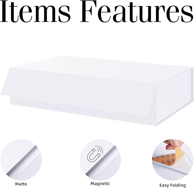 BLK&WH 5 Extra Large Gift Boxes 17x11x4 Inches, White Gift Boxes with Magnetic Closure Lid, Sturdy Shirt Boxes, Rectangle Collapsible Boxes for Clothes (Matte White)