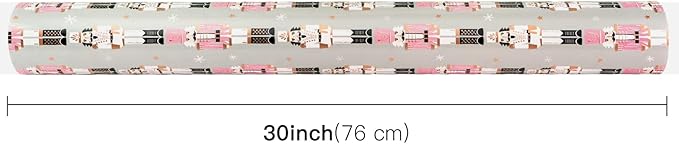 WRAPAHOLIC 30 Inch Jumbo Reversible Nutcracker Christmas Wrapping Paper - 30 Inch x 100 Feet Jumbo Roll Nutcracker and Candy Cane Design Printed on Pearlized Paper for Chrsitmas, Holiday, Party