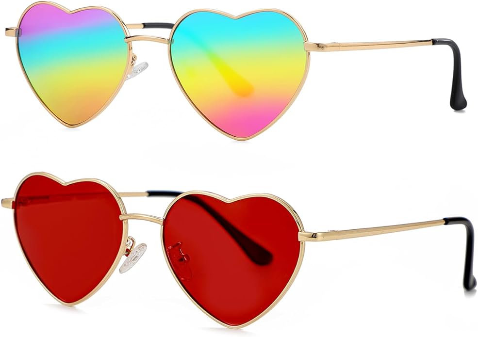 JOVAKIT Polarized Heart Sunglasses for Women Fashion Lovely Style Metal Frame UV400 Protection Lens