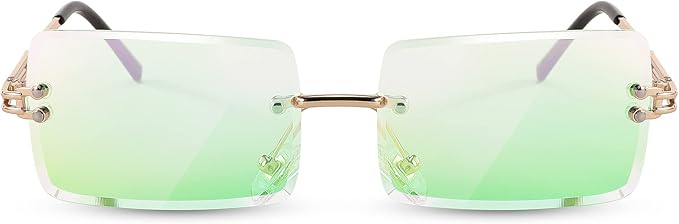 FEISEDY Vintage Rimless Sunglasses Rectangle Frameless Candy Color Glasses Women Men B2642