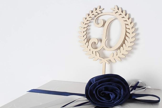 LINGTEER Personalized Inital Letter D Wooden Cake Topper Perfect for Birthday Rustic Wedding Anniversary Party Keepsake Decoration