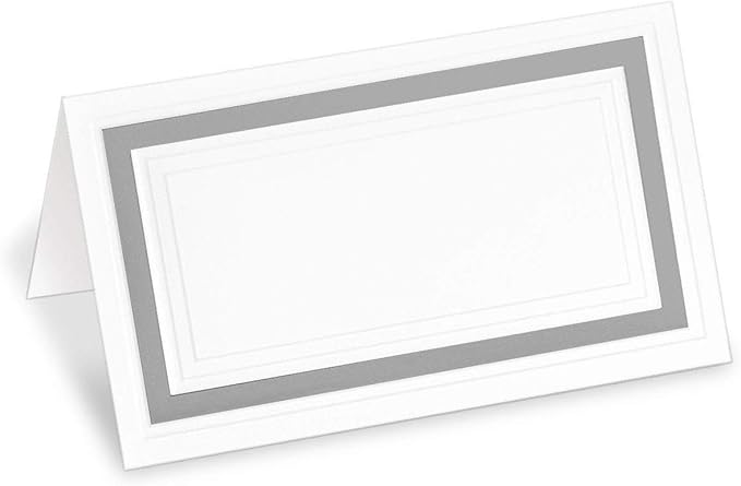 PaperDirect White Cover Stock Place Cards with Silver Foil Border, 200-Pack