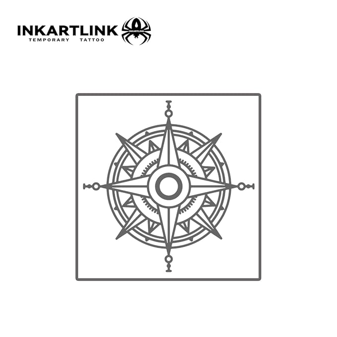 INKARTLINK 3 Sheets Small Semi Permanent Tattoos, temporary tattoos, adult art designs, waterproof, realistic, no adhesive, no reflective, Lasts 1-2 weeks (Wayfarer's Compass)