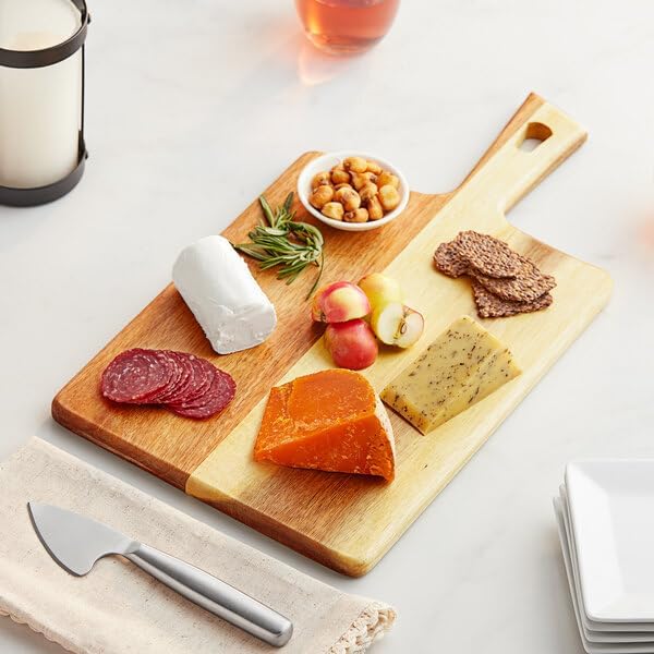 Acacia Wood Serving Board, Brown Rectangular Charcuterie Board with 5-Inch Handle, 17.5x9.25 Inches
