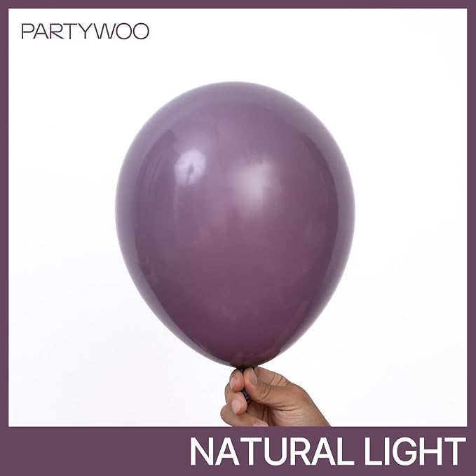 PartyWoo Dusty Purple Balloons 100 pcs Different Sizes of 18 12 10 5 Inch Dark Purple Latex Helium Balloon Arch Kit Garland for Baby Shower Halloween Butterfly Birthday Party Decorations Purple-F50