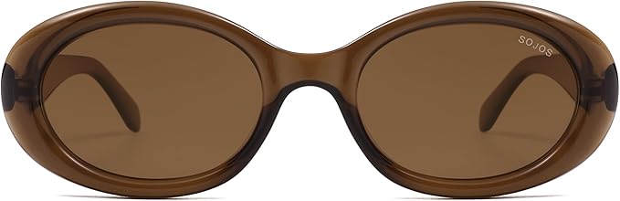 SOJOS Small Retro Oval Polarized Sunglasses for Women Men 90s Vintage UV400 Protection Tiny Sun Glasses SJ2286