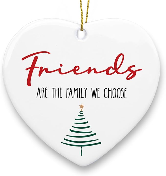 Friends Christmas Ornament Best Friend Ornaments Gifts for Women Men Friendship Sister Christmas Heart Ceramic Xmas Tree Ornament Decorations