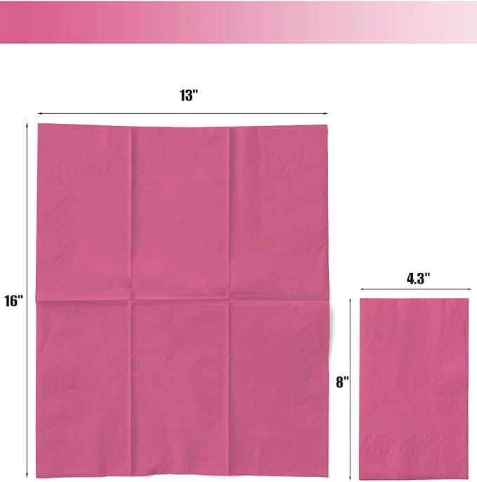 qiqee Peach Pink Paper Napkins 13 * 16inch Guest Paper Disposable Towels Napkin Paper Hand Towels for Wedding, Dinner, Birthday Party, Dessert Cocktail ＆ Kitchen Napkins（ 120 Count）