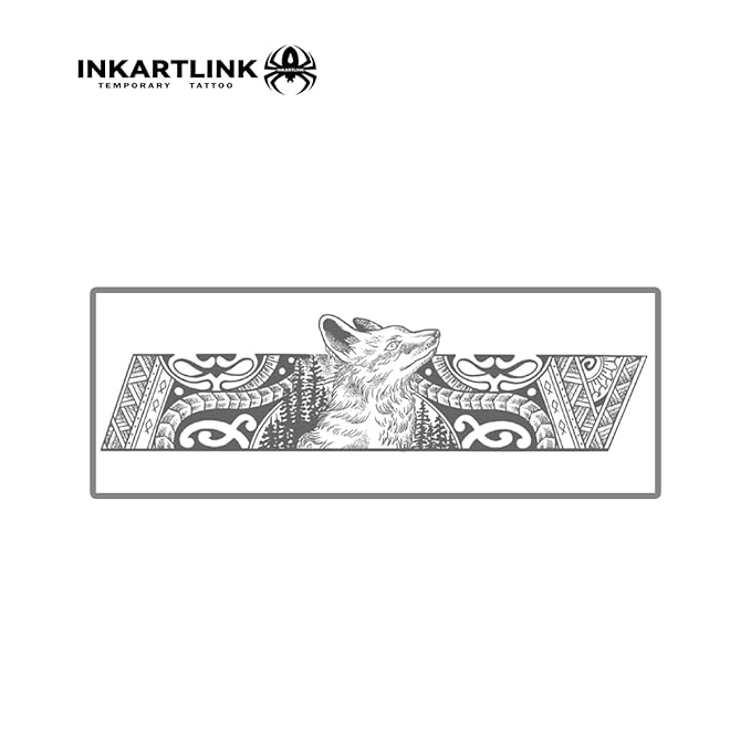INKARTLINK Semi Permanent Tattoo, Temporary Tattoo, Fox Armlet, Realistic Design, Waterproof