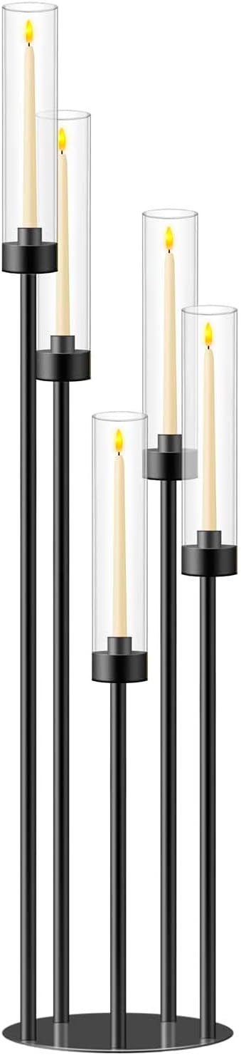 42.5inch 1pc Black Candelabra Centerpieces for Tables 5 Arms Wedding centerpieces for Decorations