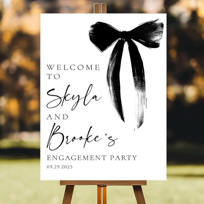 Personalized Engagement Party Welcome Sign, Custom Name & Date for Bridal Shower, Engagement Celebrations Decorations, We're Engaged, Elegant Wedding Decor Sign for Indoor, Outdoor #16