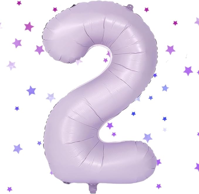 40 Inch Purple Number Balloons Light Purple 2 Balloon Matte purple Birthday Balloons 0-9 Birthday Wedding Party digital Decorations (Number 2)