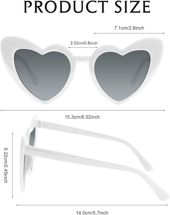 5/10/20 Pack Heart Sunglasses Bachelorette Vintage Heart Shaped Glasses for Wedding Bridesmaid Party Favor