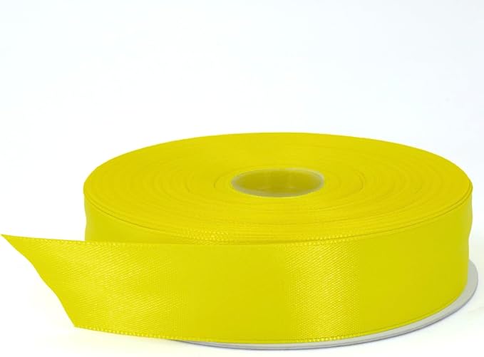 Yellow Satin Ribbon, 1 inch x 50 Yards, Double Face Solid Color, Thick and Durable Ribbon Roll, 100% Polyester for Gift Wrapping, Crafts, Hair and Decorations