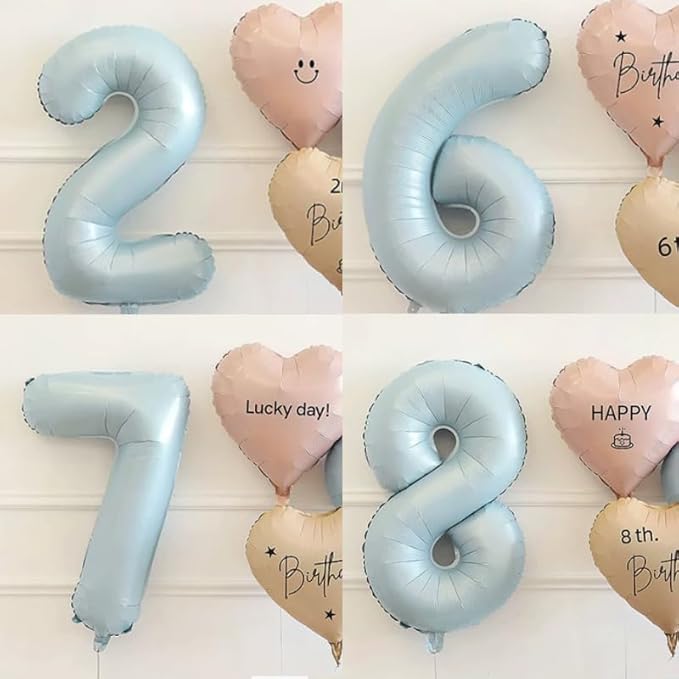 40 Inch Matte Blue 2 Number Balloons Light Blue Number 2 Foil Balloon Mylar Helium Balloon for Birthday Party Decoration Wedding Anniversary Supplies (Number 2)