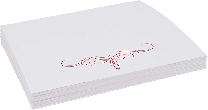 Decadent Flourish Place Cards, Ruby Red (Choose Color), Set of 150, Pre-cut and Scored - Wedding, Party, Dinner, and Special Events - Made in the USA