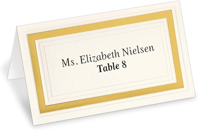 PaperDirect Cream Cover Stock Place Cards with Gold Foil Border, 100-Pack