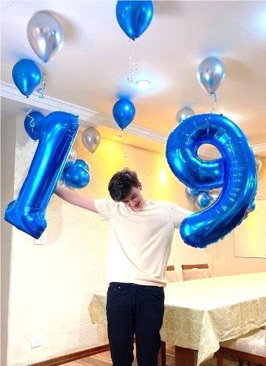 Navy Blue Number 7 Birthday Balloon 40 Inch, Digital Balloons for 7 17 27 37 70 77 Party Celebration Decorations Supplies, Mylar Foil Numbers Balloon for Seven Wedding Anniversary