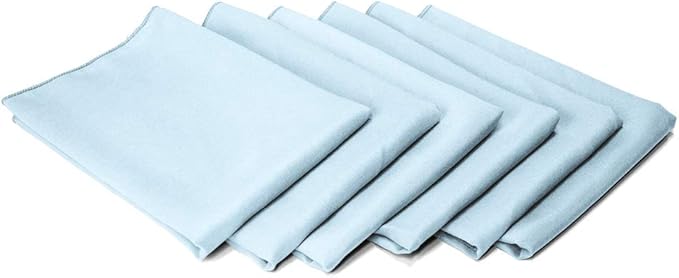 TableLinensforLess 17"x17" Polyester Cloth Napkins, Set of 6 (Baby Blue) | Easy-Care, No-Iron Finish, Superior Color Retention, Machine Washable