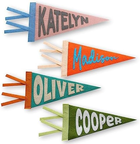 Personalized Name Pennant for Nursery Room Decor, Baby Boy Girl Name Nursery Flag, Baby Name Banner Flag Wall Hanging， Specify The Colour by Yourself