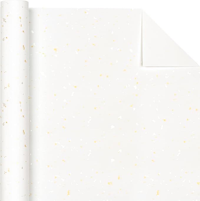WRAPAHOLIC 30 Inch Jumbo Ivory Wrapping Paper Roll - 30 Inch x 16.5 Feet - Ivory Gold Design with Silky Touch Perfect for Birthday, Holiday, Wedding, Baby Shower
