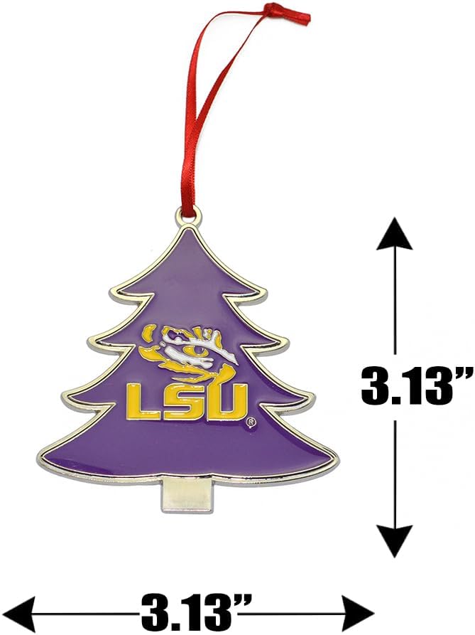 LSU Tigers Tree Shaped Metal Christmas Ornament