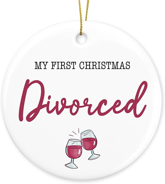 My First Christmas Divorced Ornament Divorced Gifts for Her Him Friends Divorcement Christmas Ceramic Xmas Tree Ornament Decorations