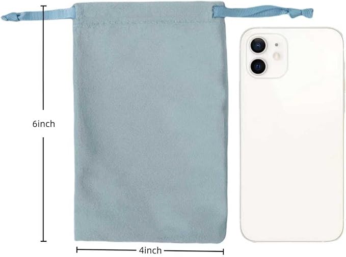 12pcs Dusty Blue Velvet Drawstring Bags 4x6 inches Small Velvet Cloth Gift Bags Jewelry Pouches for Storage Wedding Party Favor Christmas