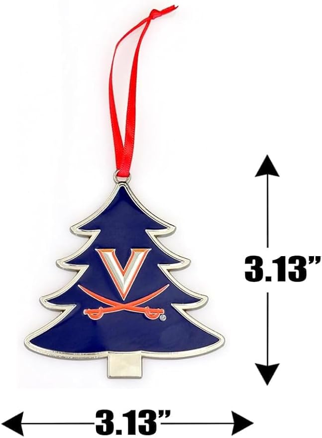 Virginia Cavaliers (UVA) Tree Shaped Metal Christmas Ornament