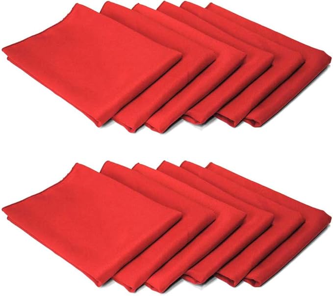 TableLinensforLess 17"x17" Polyester Cloth Napkins, Set of 12 (Holiday Red) | Easy-Care, No-Iron Finish, Superior Color Retention, Machine Washable