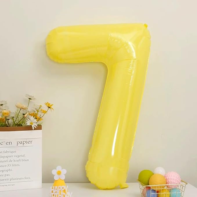 40 inch Yellow Number Balloon Giant Foil Helium Balloons Number 7 Balloon for 7th Birthday Party Decorations