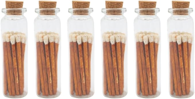 River Birch Decorative Matches in a Bottle with Striker - Cute & Colored Matches - 6 Bottles, Espresso Brown and White, 120 Matches