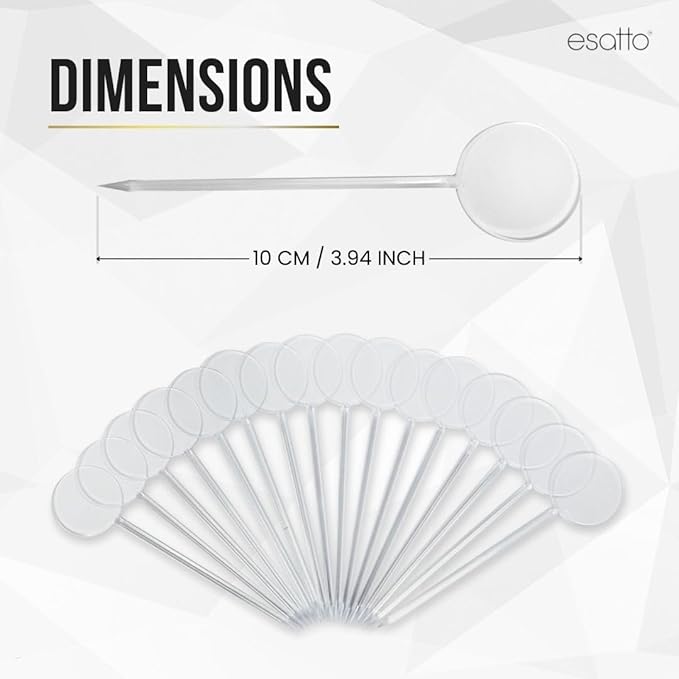 500 Pcs Cocktail Picks Disk Top Prism 7.62cm (3") - Sleek, Stylish Garnish for Cocktails, Perfect Plastic Toothpicks for Appetizers & Drinks, Versatile Fancy Skewers Food Pick for Charcuterie Parties
