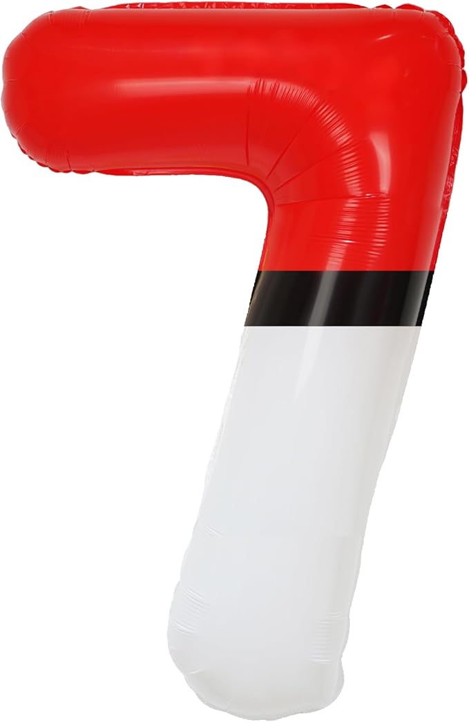 YIIHMEI 40 Inch Number 7 Balloons Birthday Party Decorations, Red and White Theme Large Balloon Decor Supplies for Kid's