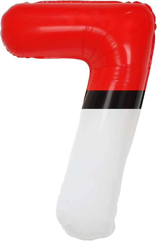 YIIHMEI 40 Inch Number 7 Balloons Birthday Party Decorations, Red and White Theme Large Balloon Decor Supplies for Kid's