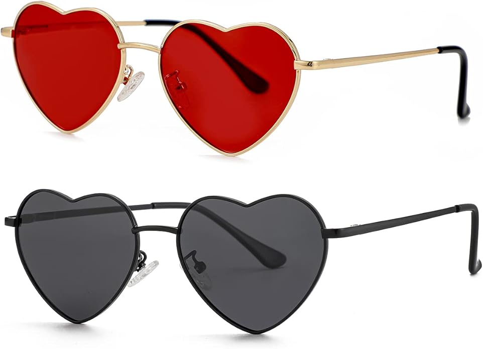 JOVAKIT Polarized Heart Sunglasses for Women Fashion Lovely Style Metal Frame UV400 Protection Lens