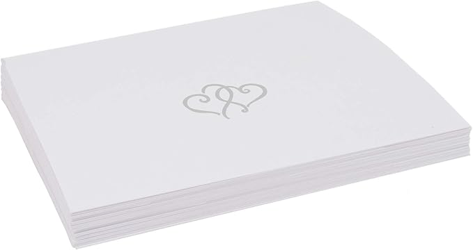 Linked Hearts Place Cards, Silver (Choose Color), Set of 150, Pre-cut and Scored - Wedding, Party, Dinner, and Special Events - Made in the USA